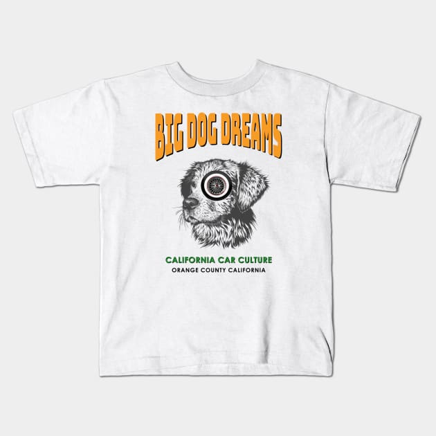 California Dog Dreams Orange County Car Culture Kids T-Shirt by The Witness